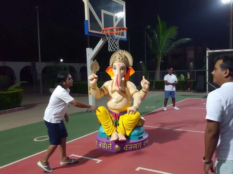 Slum Dunk Master Ganesh Chaturthi event with Ganpati idol on the court