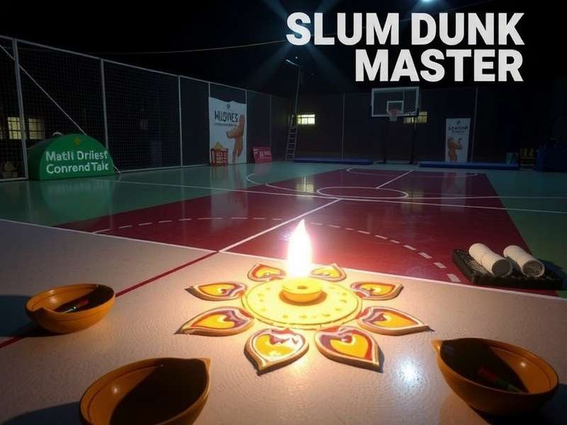 Slum Dunk Master Diwali celebration with rangoli and diyas on the court