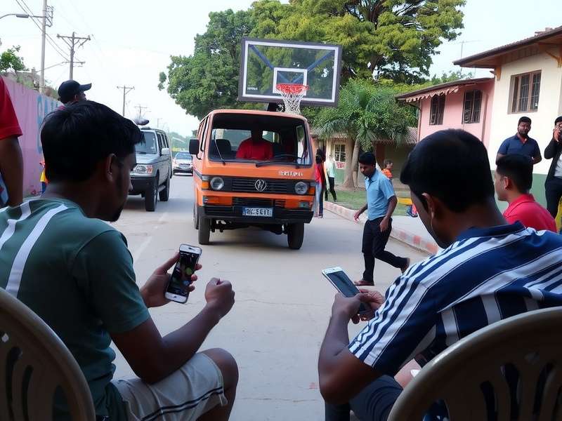 Slum Dunk Master local tournament in India with players competing on mobile devices